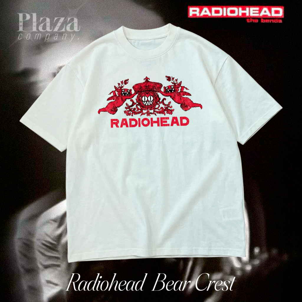 Camiseta T-Shirt Radiohead Bear Crest Banda de Rock Camisa Unissex 100% Algodão