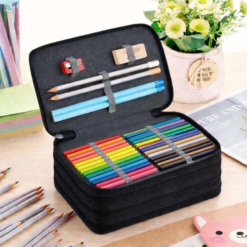 Estojo De Lápis Escolar Juvenil Box Jumbo Nylon Táctico Grande com Divisória