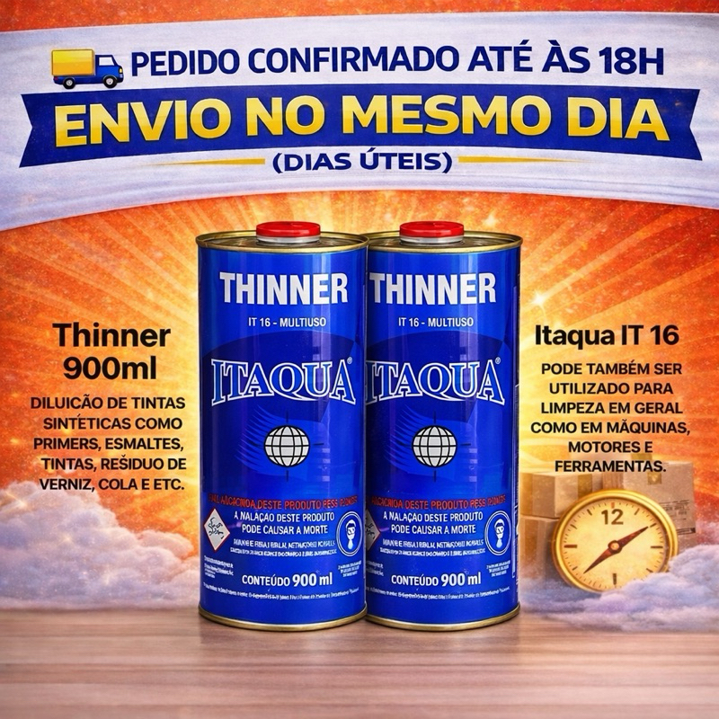 Duas Unidades Thinner Itaqua IT 16 900ml Diluente Multiuso Profissional Limpeza Tintas Vernizes Automotivo em Oferta na Shopee