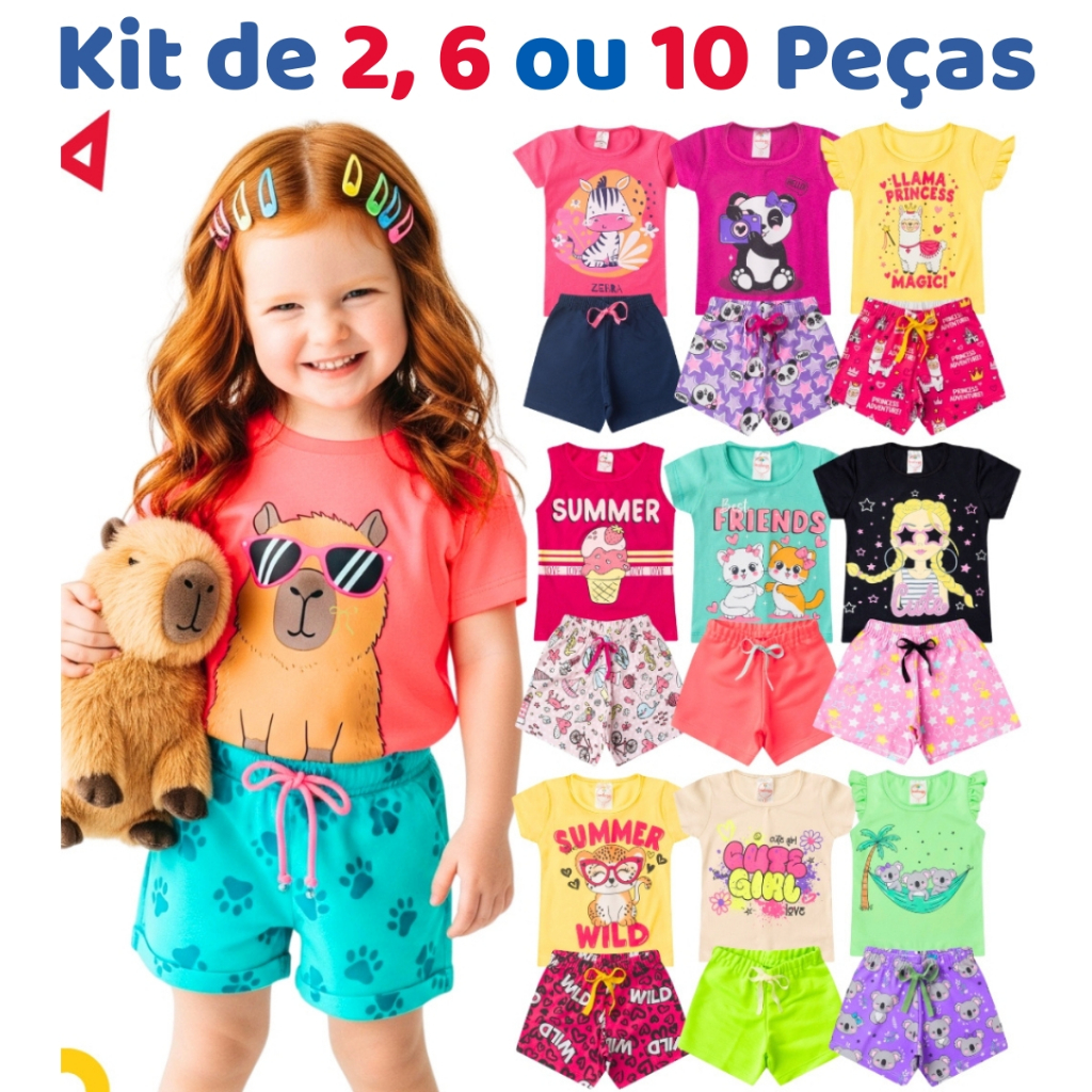 Kit de 2, 6 ou 10 Peças Sortido de Roupa Infantil Menina Conjunto Verão Feminino em Oferta na Shopee