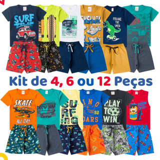 Kit de 4, 6 ou 12 Peças Roupa Infantil Menino Premium Conjunto Verão Criança Masculino Envio Rápido em Oferta na Shopee