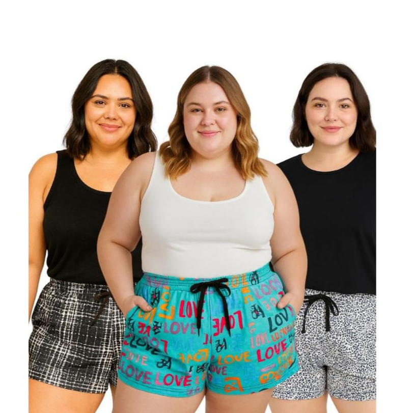 Combo 3, 4 e 5 Shortinhos Plus Size Novas Cores Sortidas Ideal para dia a dia Conforto e Qualidade