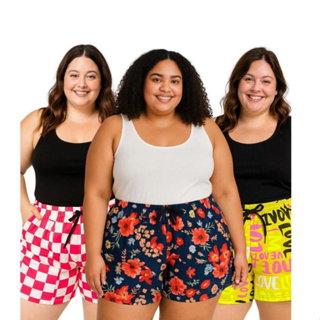 Kit 3, 4 e 5 Shorts Plus Size Cores Sortidas Ideal para o dia a dia com Conforto do M ao G3 em Oferta na Shopee