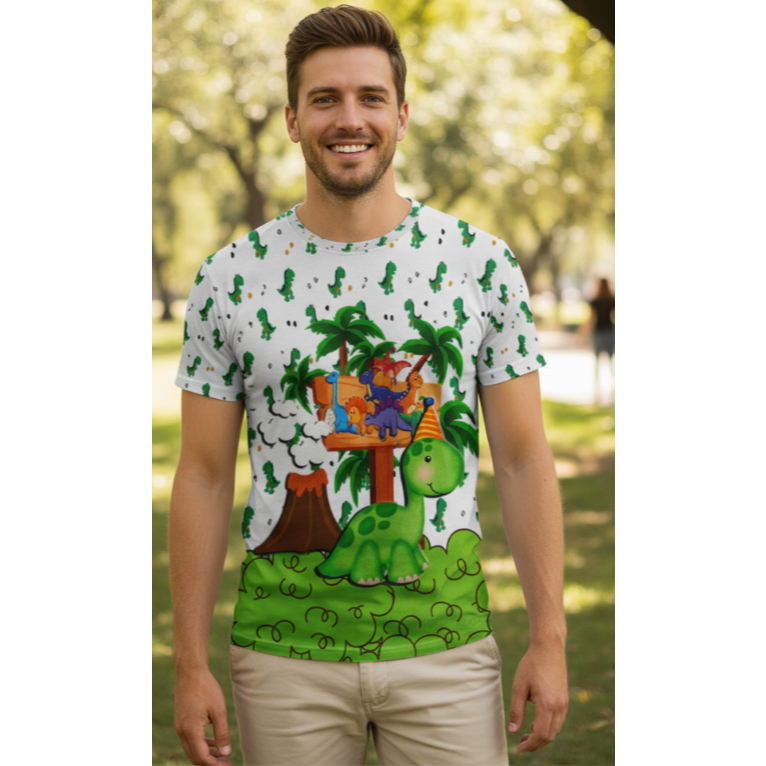 Camisa Adulta ou Infantil Dinossauros Baby Niver