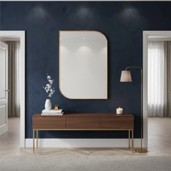 Espelho Retangular Assimétrico 73x53cm Decorativo Para Parede Sala Quarto Banheiro Moderno
