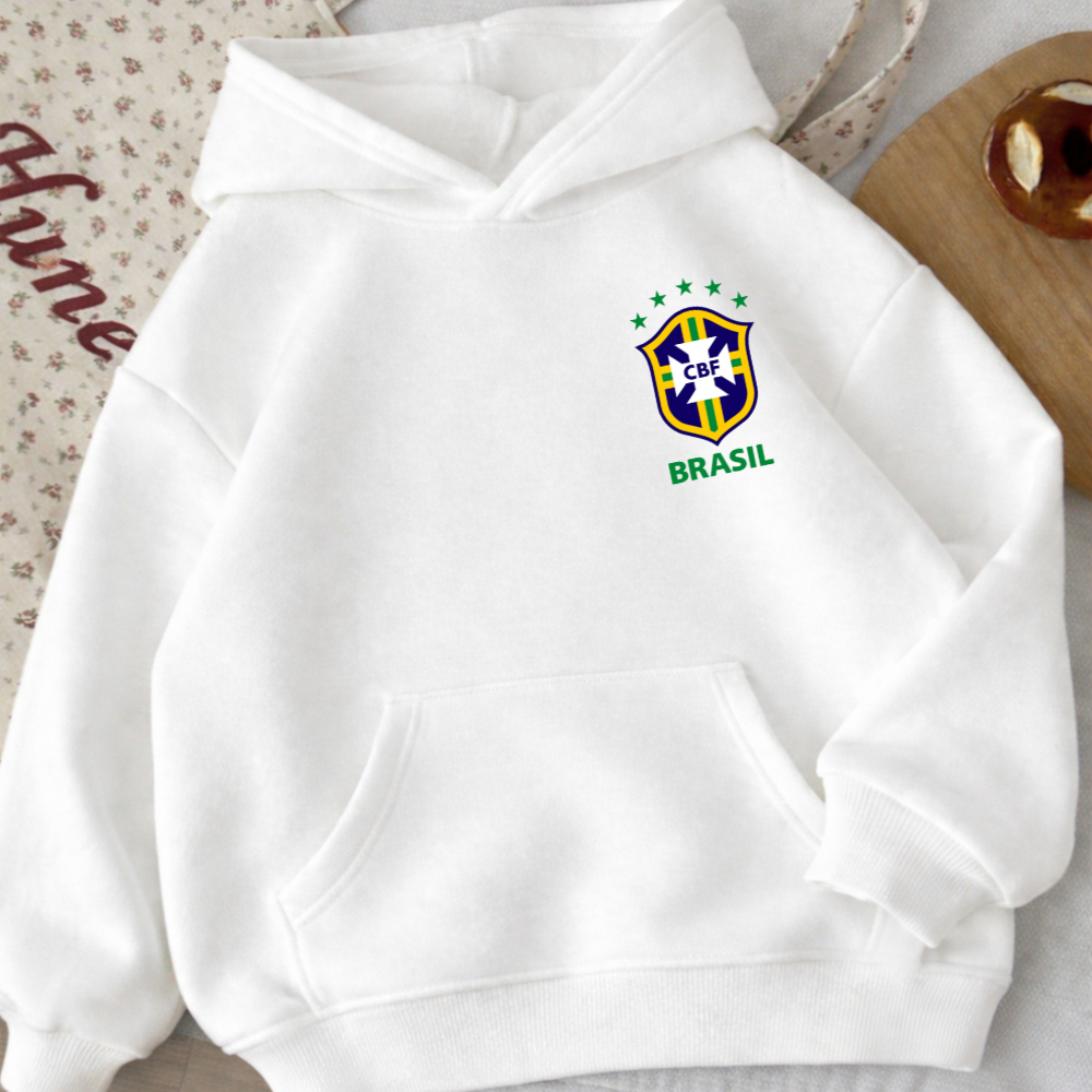 Moletom Canguru Adulto Escudo Brasil 1002 Blusa De Frio Casaco Unissex Copa Do Mundo