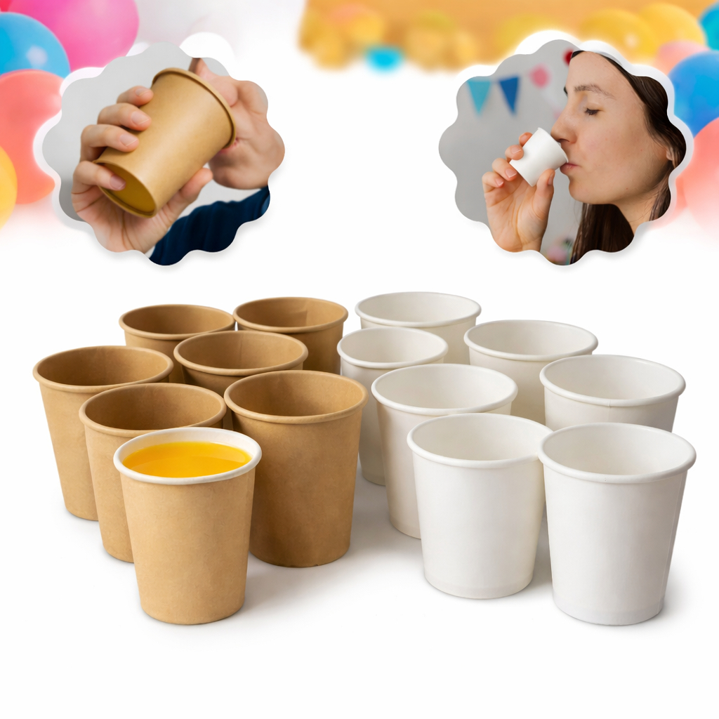 Kit 40-200un Copos de Papel kraft/ branco biodegradável 30,60,120ml Café Suco Festa Decoração Logo em Oferta na Shopee