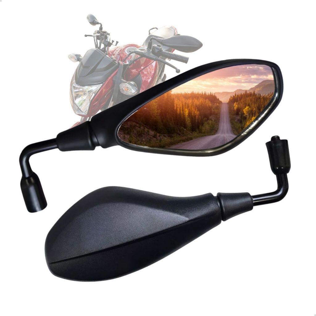 Par Retrovisor Titan 150 160 Haste Curta 90° Rosca Honda F800 Xre Gs 650 Bmw Cb Lente Convexa em Oferta na Shopee