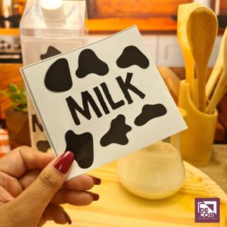 Adesivo Milk para Garrafa de Leite Estampa Vaca Etiqueta Decorativa Impermeável em Oferta na Shopee