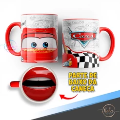 Caneca Relâmpago Mcqueen Personagem Carros Bocão Com Boca Em Baixo Personalizado