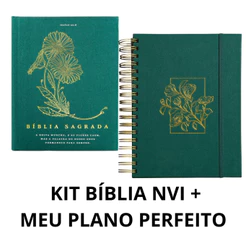 Kit Biblia NVI Com Espaço para Anotações + Meu Plano Perfeito | Capa Tecido Floral