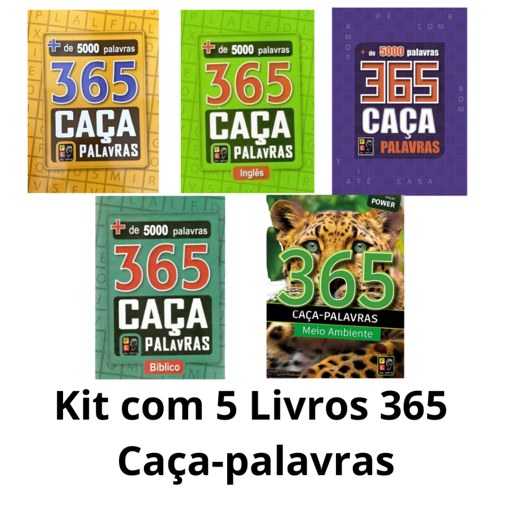 Kit com 5 Livros 365 Caça-palavras