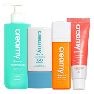 Kit Rotina Básica - Limpador Antioleosidade + Vitamina C + Calming Cream + Protetor Solar FPS 50 em Oferta na Shopee