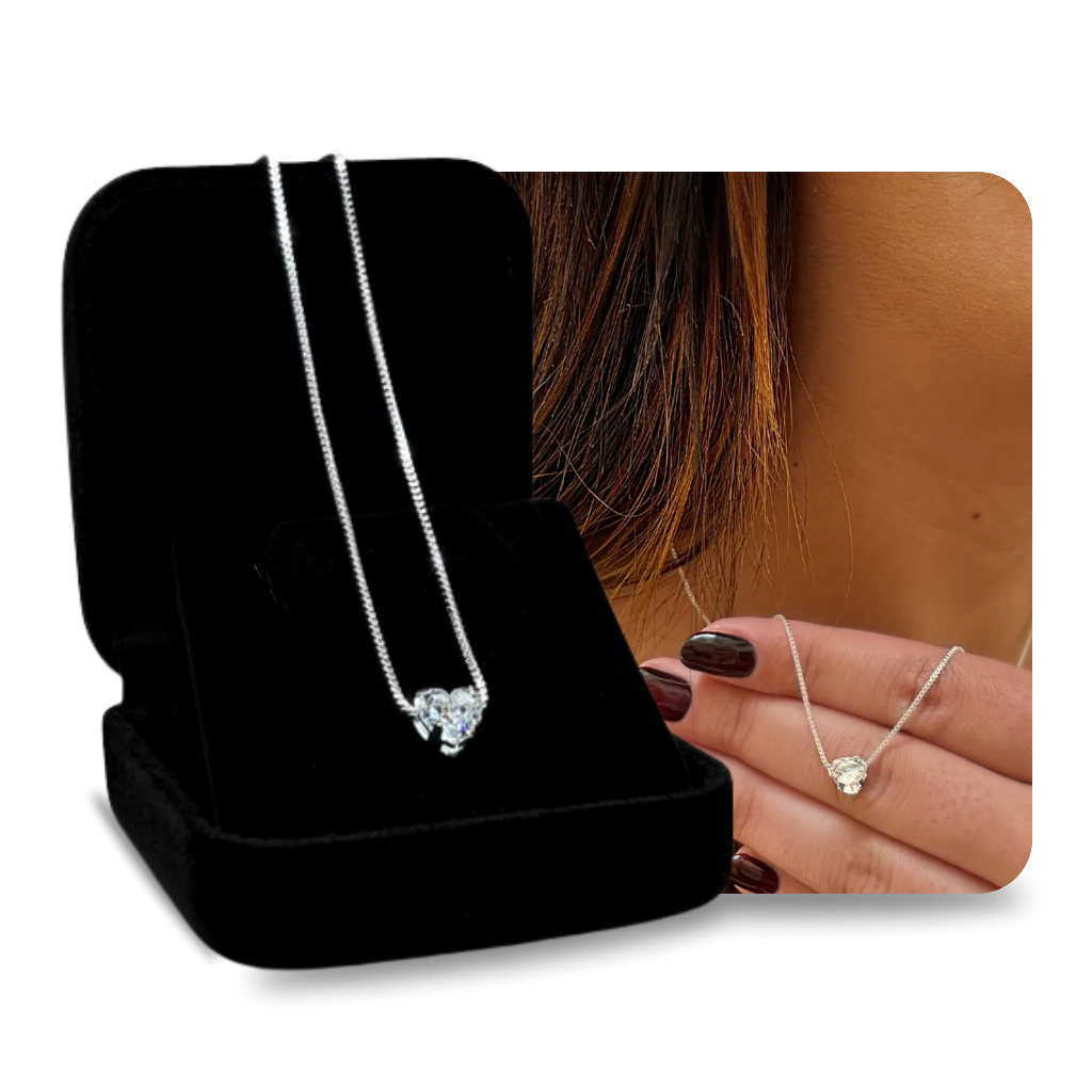 Colar Com Pingente Coração em Prata 925 Legítima Corrente Veneziana 45cm Pedra de Zircônia Feminino