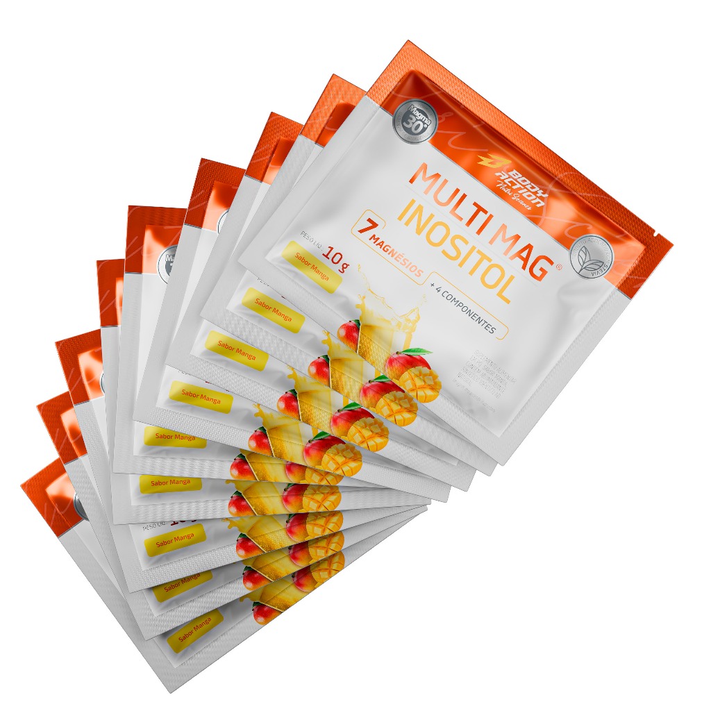 Kit 9x Multi Mag Inositol 7x Magnésios Sachê Dose Única 10g Bodyaction em Oferta na Shopee