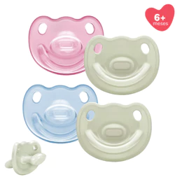 Kit Chupetas Lillo +6 Meses 100% Silicone Ortodônticas Dia e Noite Brilha no Escuro com Alça 2 Un