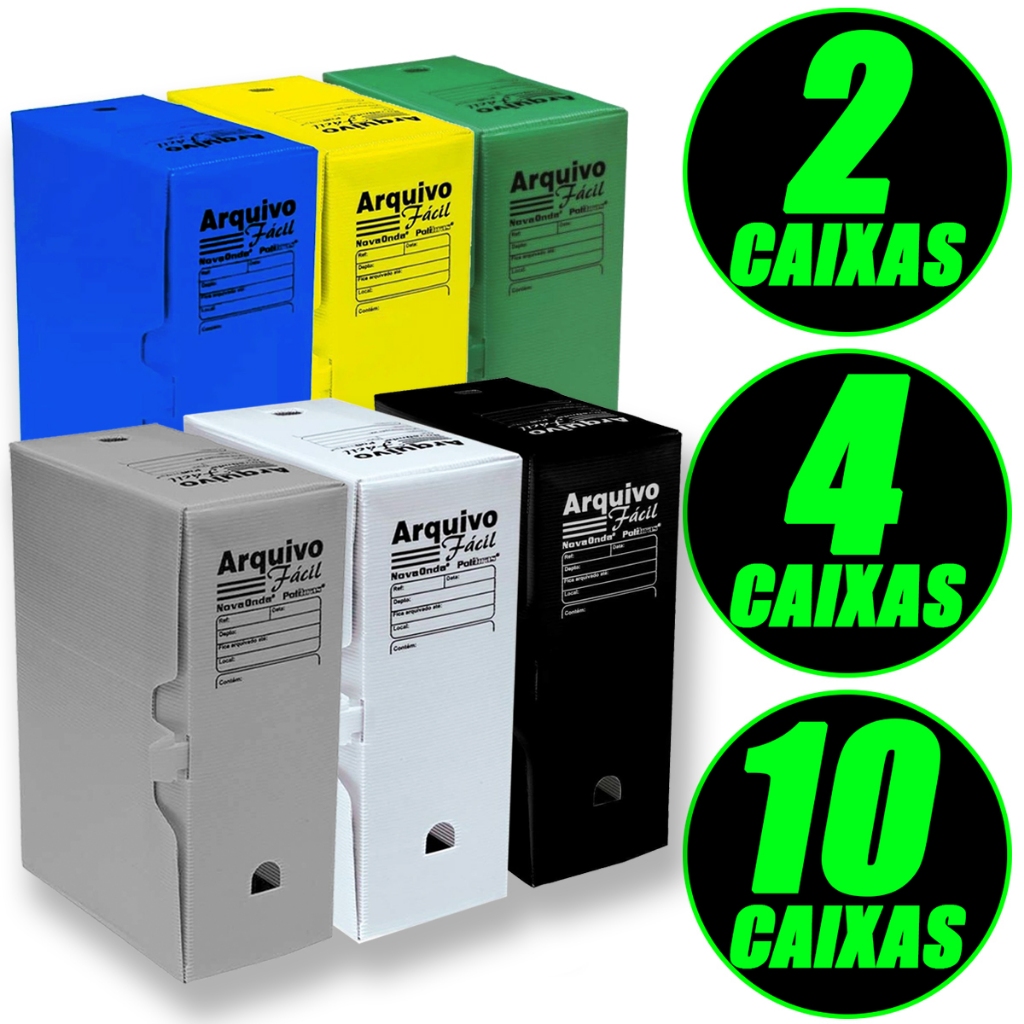 Caixa Arquivo Morto Polionda Oficio Organizadora 2 4 10 Unidades em Oferta na Shopee