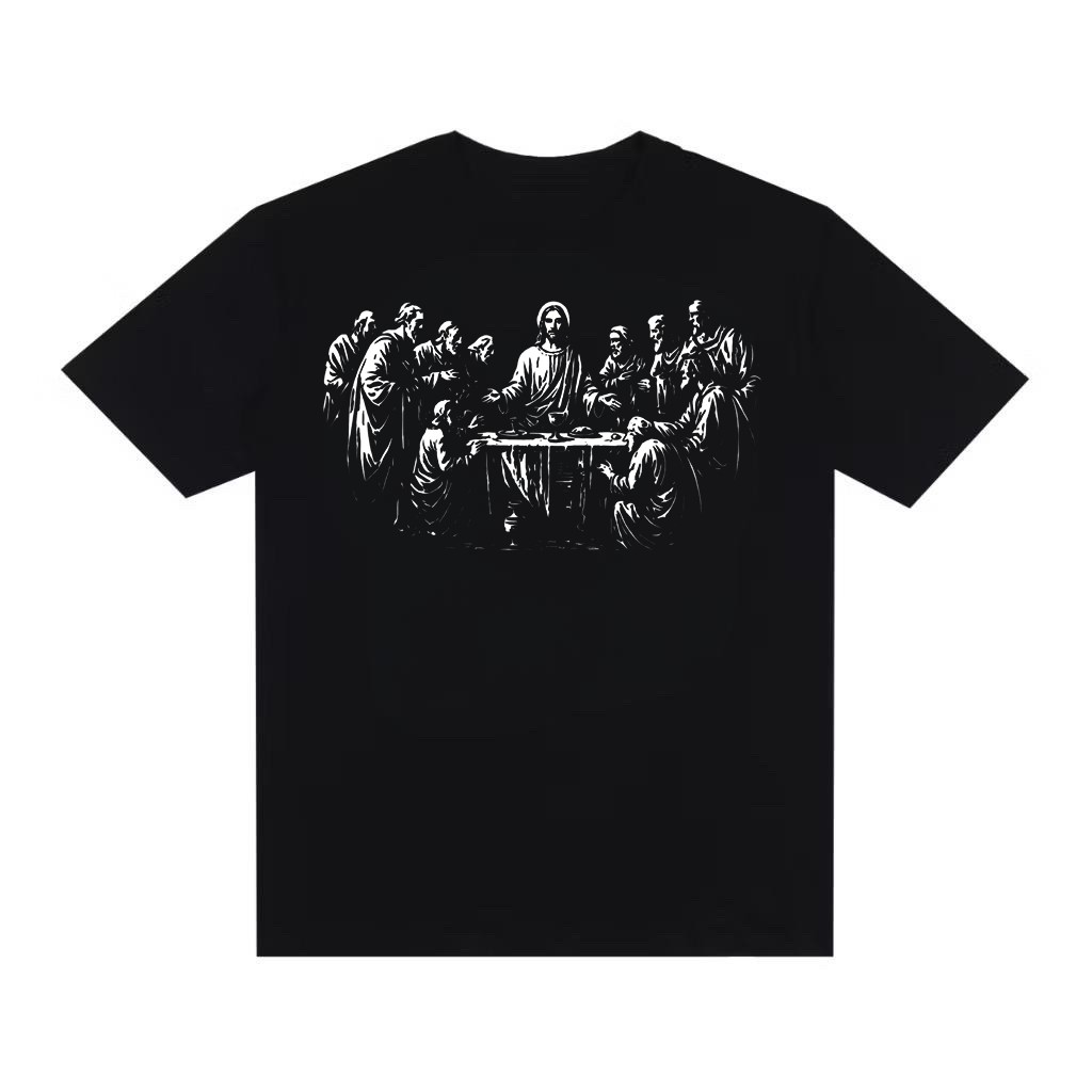 Camiseta Streetwear Camisa Over Jesus Christ Cristo Ultima Ceia Santa Ceia Mesa Gótico Emo Y2K