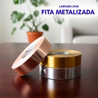 Fita Adesiva Resistente 1M 10M 20M 25M 50M Efeito Metalizado Cores Dourada Rose Prata Largura 2CM em Oferta na Shopee