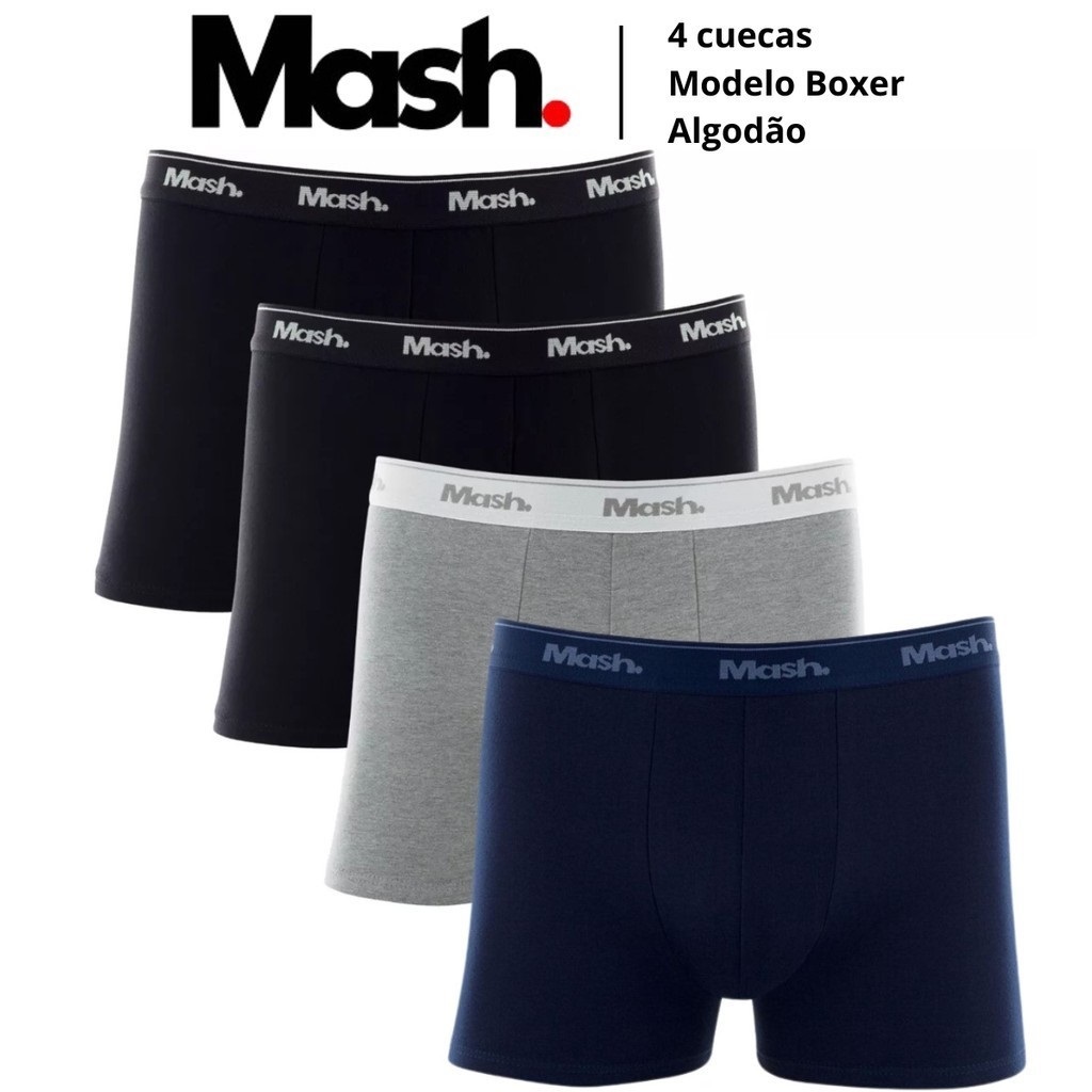 Kit 4 Cuecas Boxer Masculina Size Mash Algodao Conforto Para Uso Diario em Oferta na Shopee