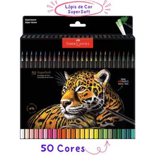 Lápis De Cor Ecolápis Supersoft 50 Cores Redondo Faber-Castell em Oferta na Shopee