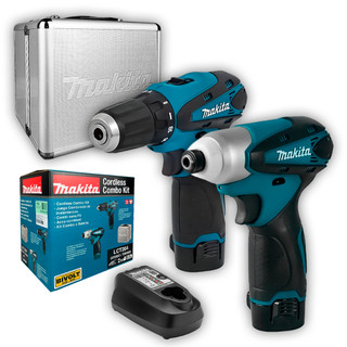 Combo Makita Parafusadeira DF330D + Impacto TD090D 12V 2 Baterias Carregador LCT204 Compacto