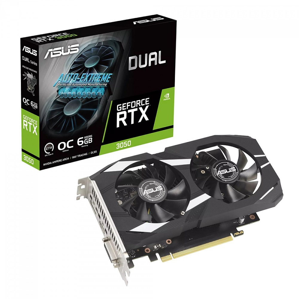 Placa de Vídeo Asus NVIDIA GeForce RTX3050 OC 6GB GDDR6 Ray Tracing DUAL-RTX3050-6G