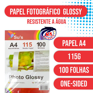 Papel Fotográfico  115g Glossy A4 100 folhas em Oferta na Shopee