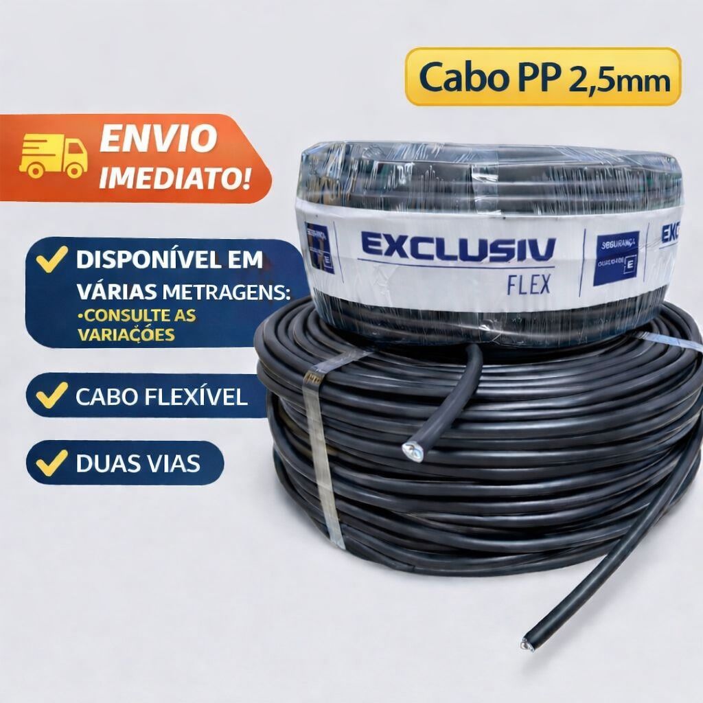 Cabo PP 2x2,5 mm 100 metros 50 metros 40 metros e 30 metros em Oferta na Shopee