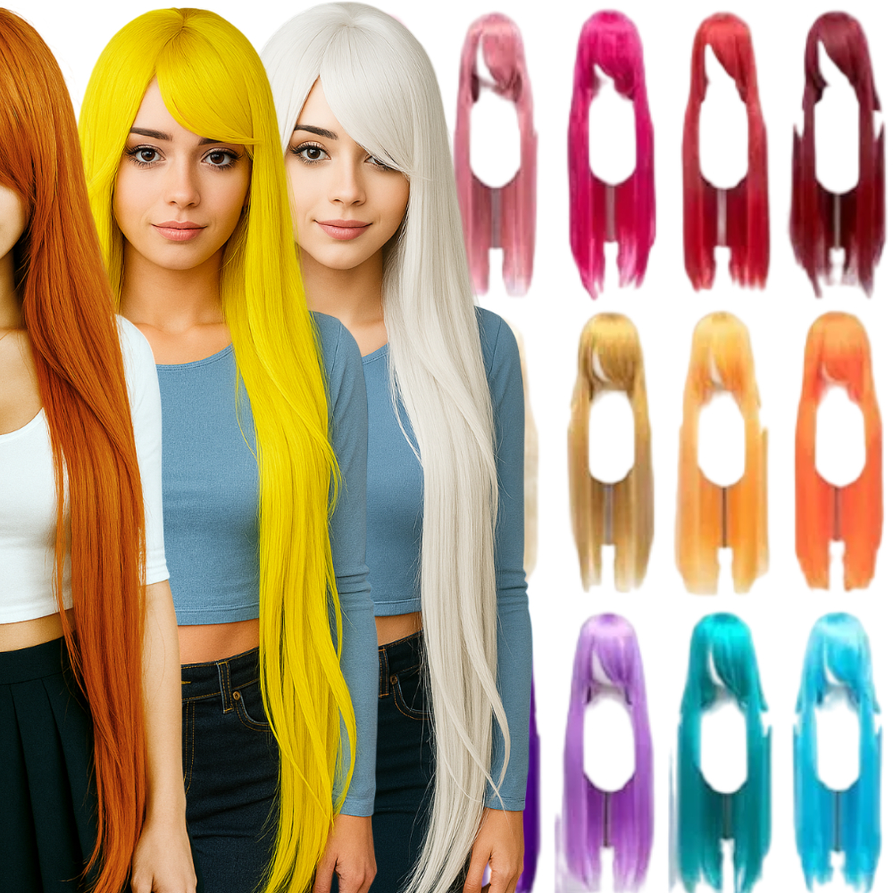 Peruca Cosplay liso 100cm cabelo orgânico Mangá Anime Fantasia diversas cores eBarty em Oferta na Shopee