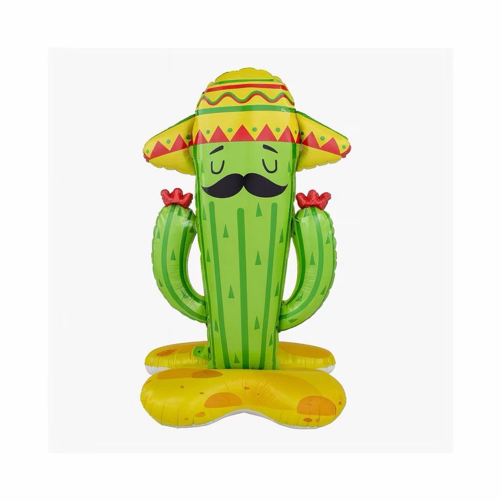 Balão Metalizado Cacto Mexicano 130cm com Base  • Decoração Temática • Balão Gigante Inflável • Festa Mexicana em Oferta na Shopee