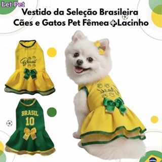 Vestido Brasil Verão Porte Pequeno a Médio Calor Roupa Pet Roupinha Para Cachorro Com Lacinho em Oferta na Shopee