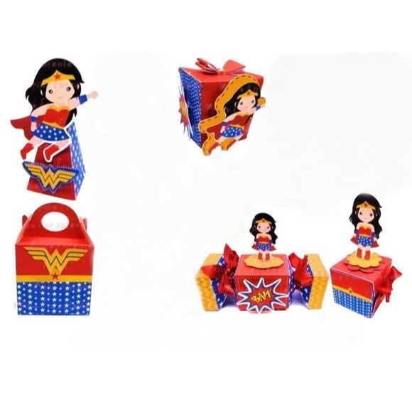 Lembrancinhas Caixinhas Personalizadas Aniversário Infantil Kit Festa Mulher Maravilha - Heróis