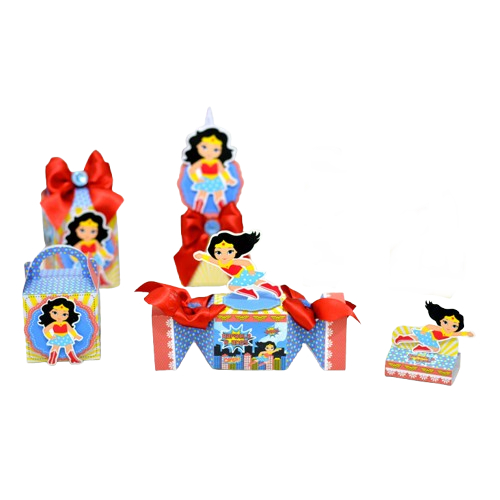 15 Caixinhas Mulher Maravilha Lembrancinhas Aniversário Infantil - Kit Festa