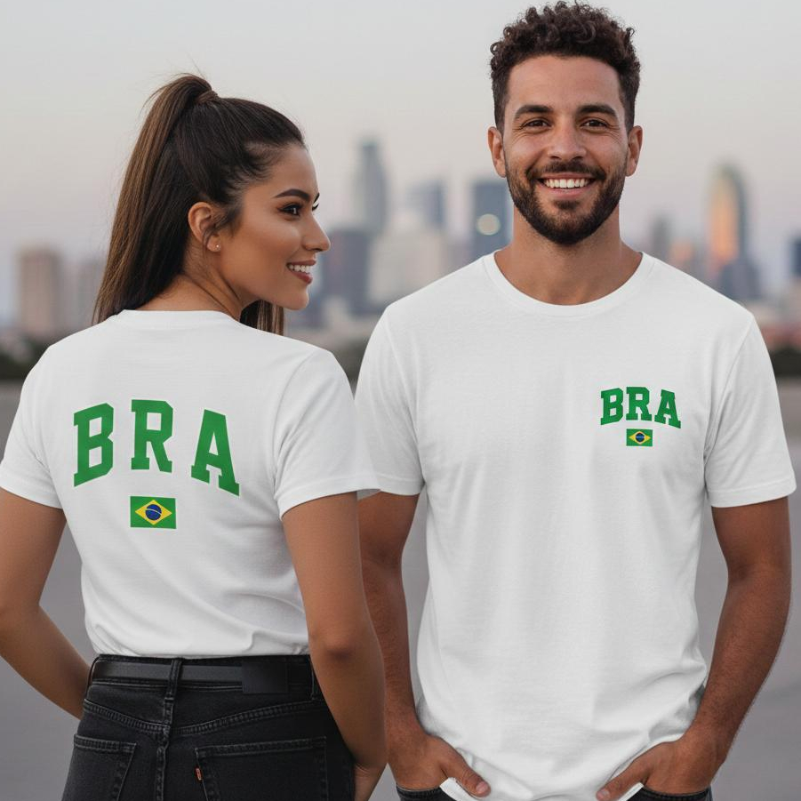 Camiseta Brasil Copa do Mundo Futebol 100% Algodão Adulto Estampada Seleção brasilieira