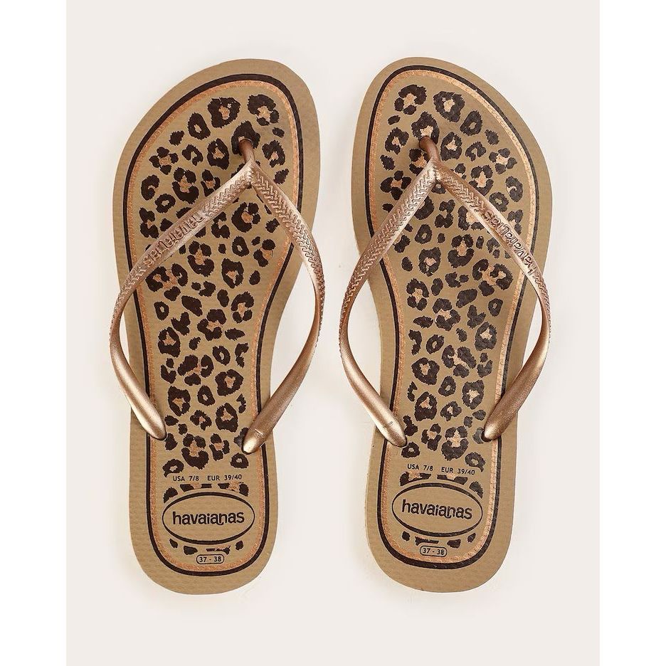 Chinelo Sandália Havaiana Slim Animals Onça Animal Print Conforto Original Dia a Dia Antiderrapante