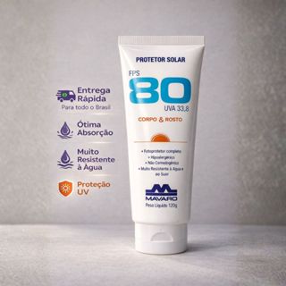 Protetor Solar FPS 80 Resistente à Água Absorção Proteção UV Toque Seco em Oferta na Shopee
