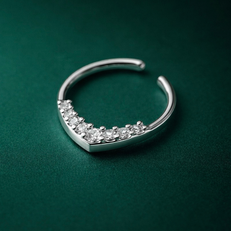 Piercing Argola Cravejada Em Prata 925