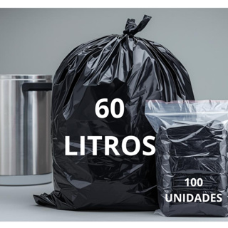 Saco De Lixo Preto 60 Litros Resistente Pacote Com 100 Unidades em Oferta na Shopee