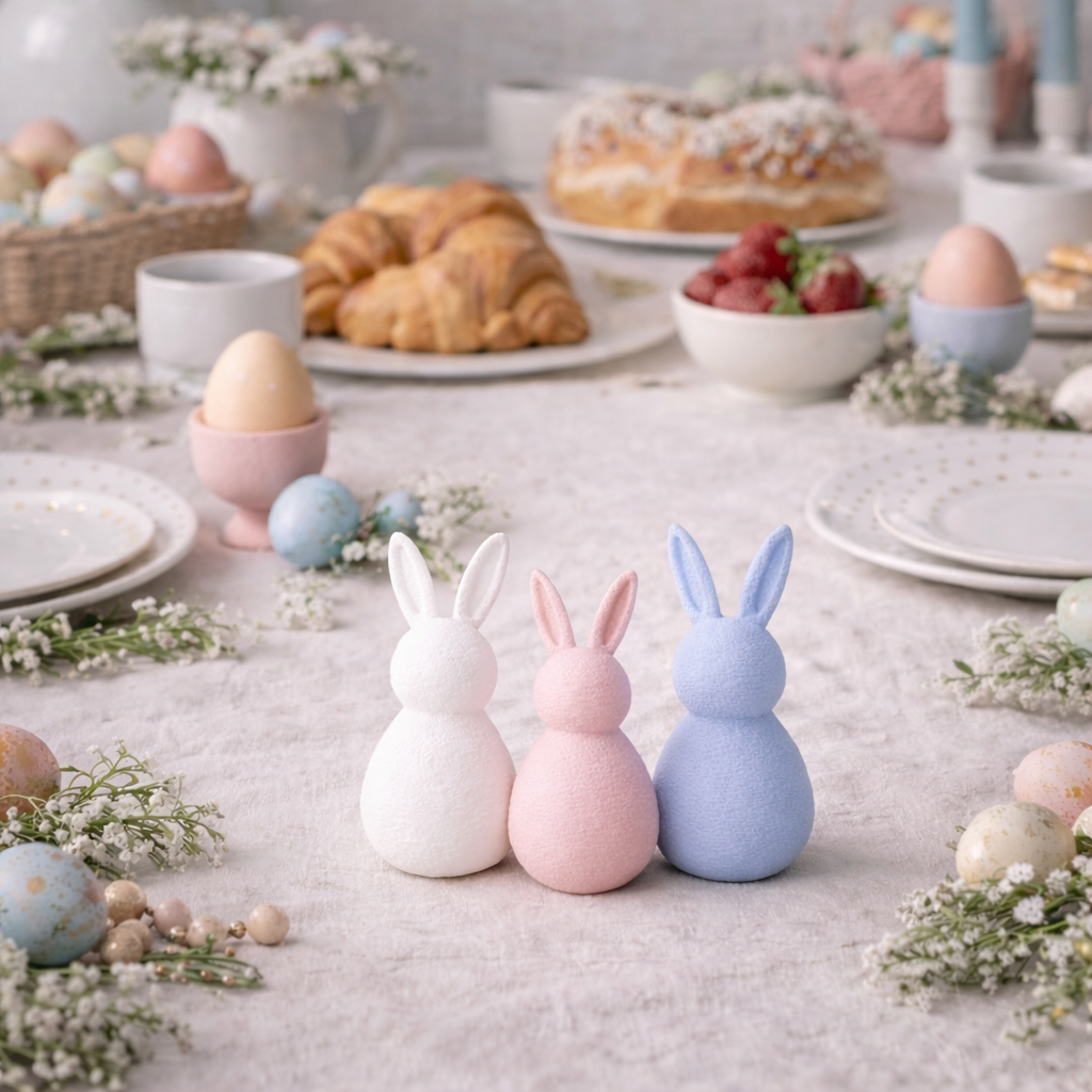 Coelhinhos Decorativos de Páscoa – Kit com 3 Cores Pastel