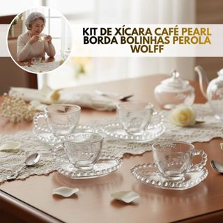 Kit Pearl C/ Pires Coração e Redondo Wolff Lyor JG 4 e 6 Xícaras Chá Café 85ml / 170 ml / Chá 180ml em Oferta na Shopee
