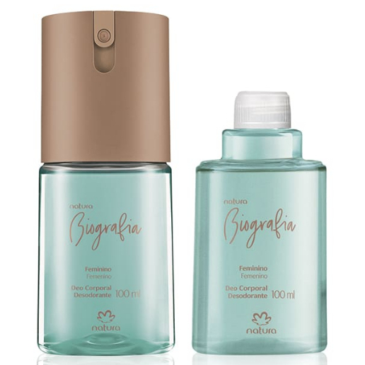 NATURA Kit Biografia Feminino Desodorante Corporal 100 ML com Refil (2 produtos)- PRODUTO ORIGINAL