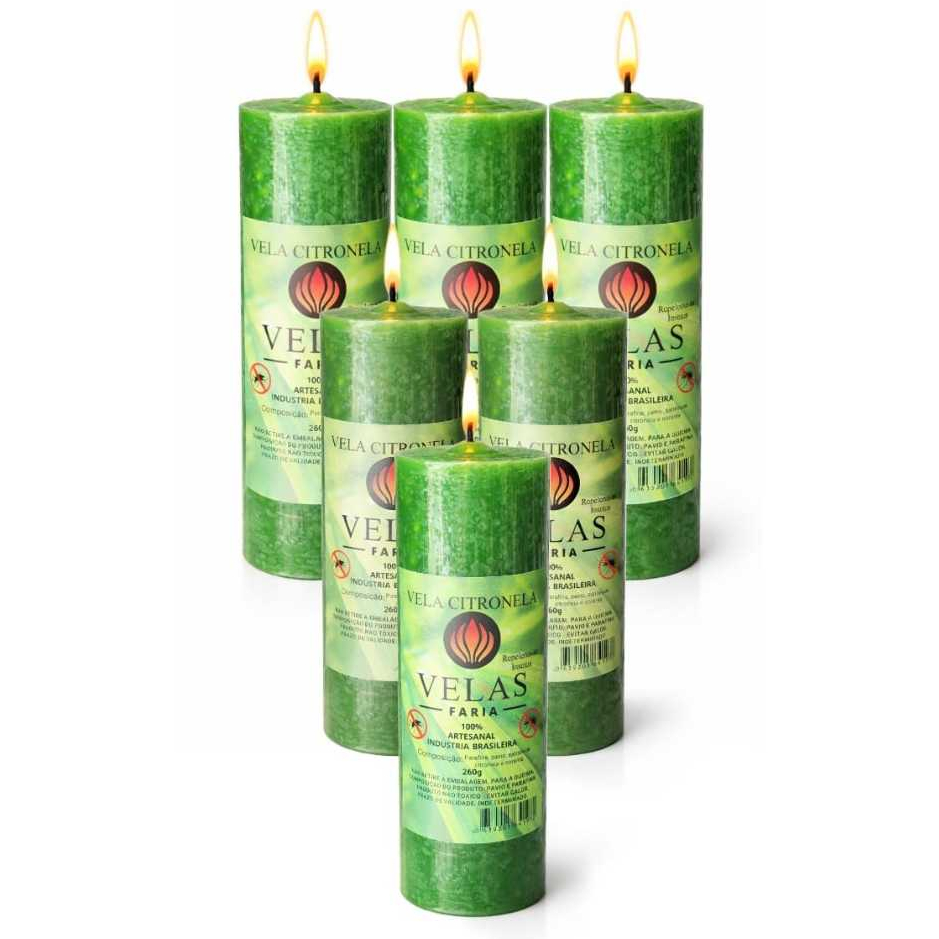 Kit 6 Velas Citronela Repelente para Mosquitos 260g