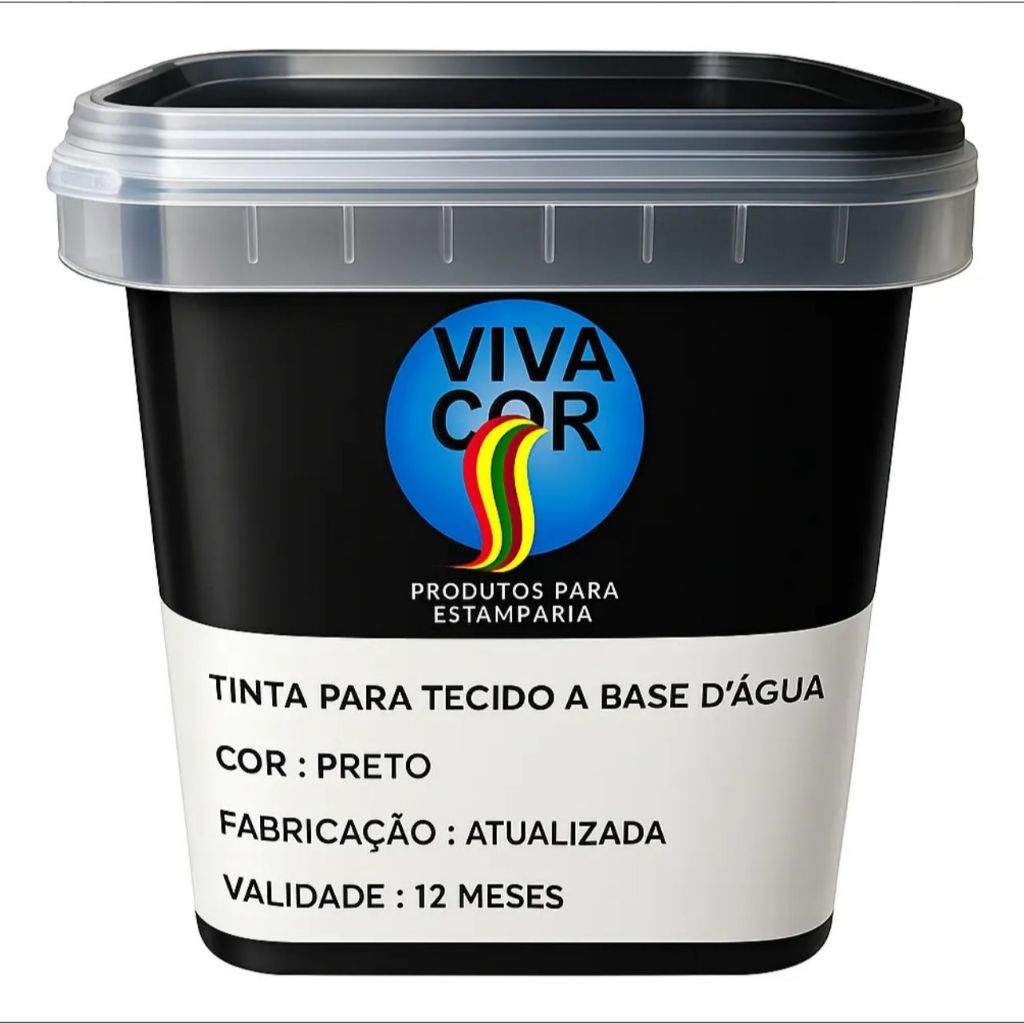 Tinta Para Tecido Preto Base D Água (serigrafia) 1 Kg Preto