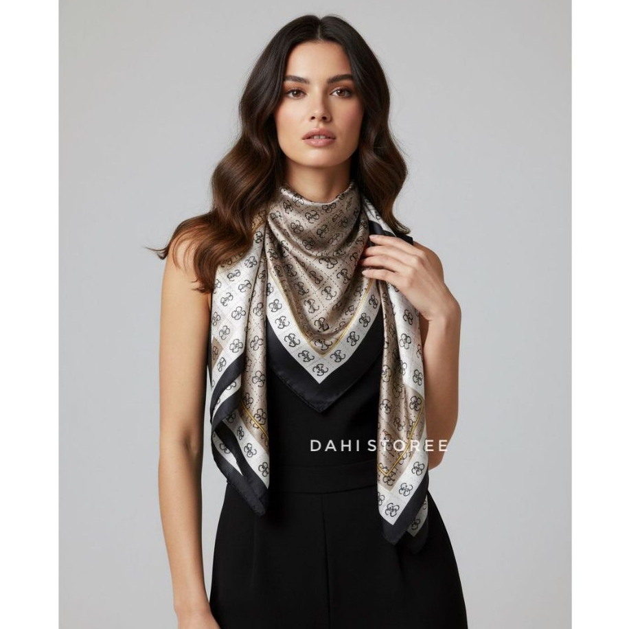 Lenço  de cetim feminino 90x90cm estampado turbante bandana cabelo em Oferta na Shopee