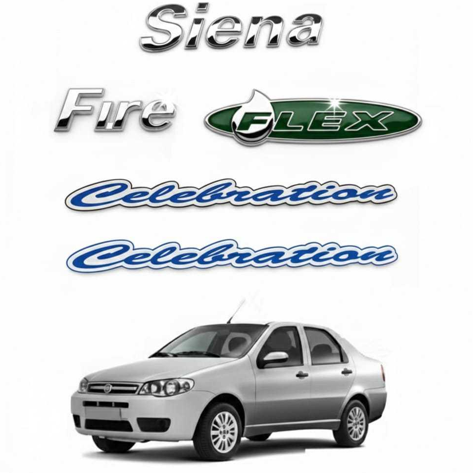 Kit Emblema Fiat Siena Fire Flex Celebration – Letreiros Traseiros