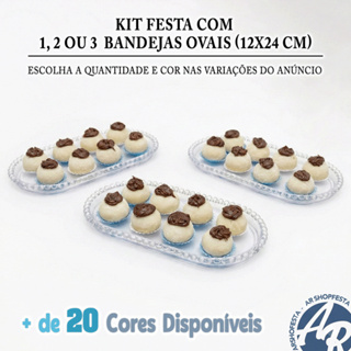 Kit Festa 1, 2 ou 3 Bandejas Oval Cozinha Decoração Doces Festa 24x12cm Várias Cores em Oferta na Shopee