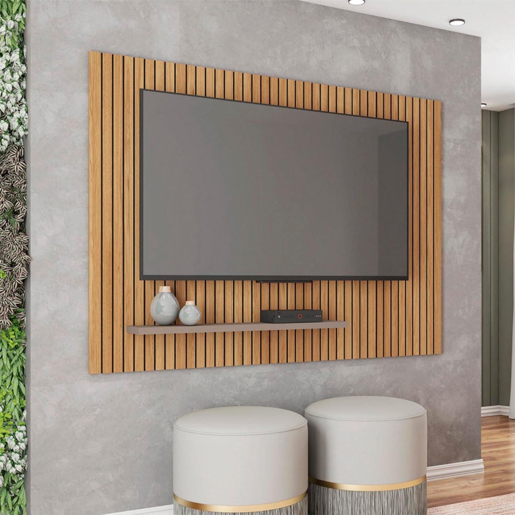 Painel Para TV Até 70 Polegadas Modelo Aegon Com Ripado Em MDF MDP Cor Freijo Off White em Oferta na Shopee