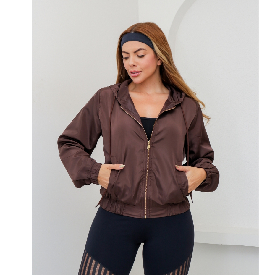 Jaqueta Bomber Feminina Forrada Corta Vento Capuz e Zíper Manga Longa 3RD SD901