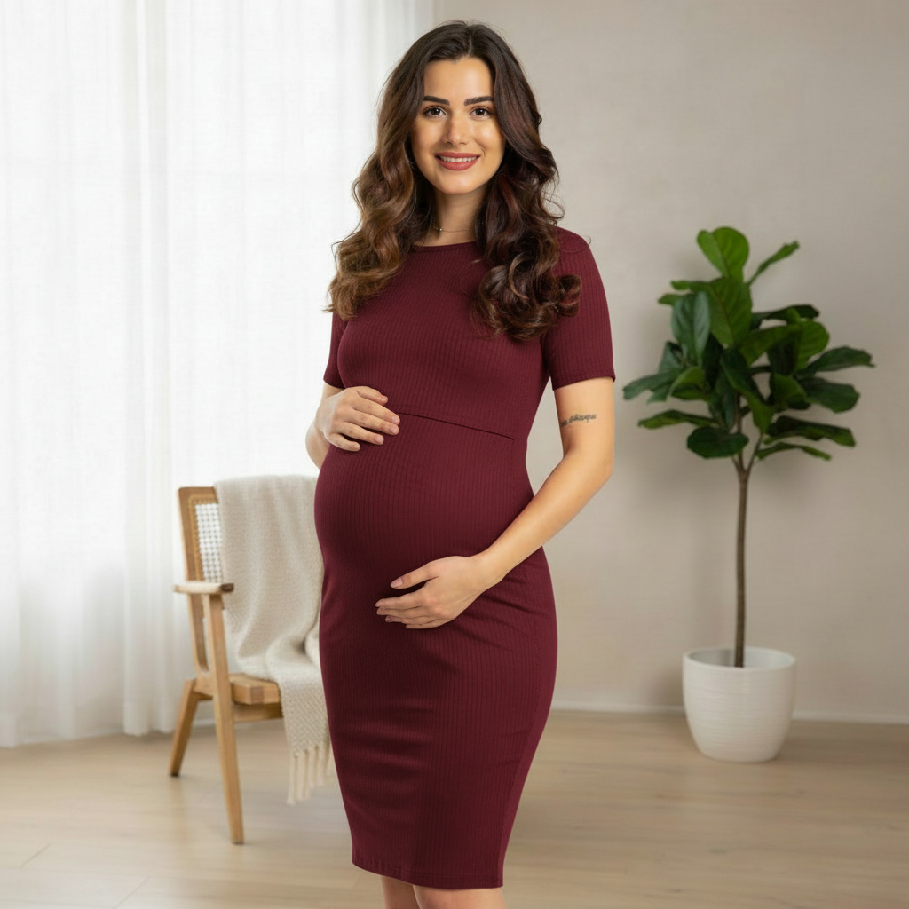 Vestido Amamentação Manga Curta Canelado Plus Size Gestante Premium  Diversas Cores